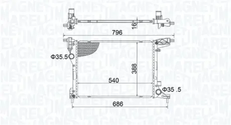 Радиатор охлаждения двигателя magneti marelli 350213203700 Фиат Типо