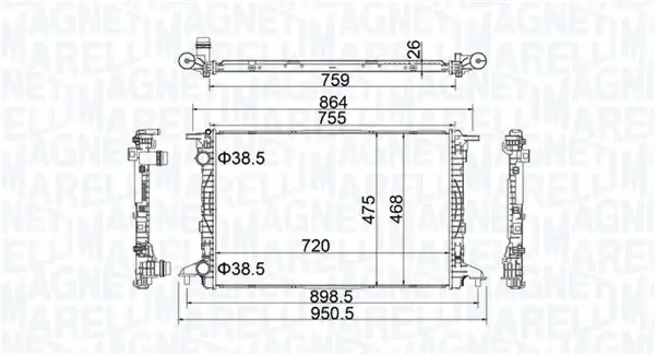 Радіатор охолодження двигуна Magneti Marelli 350213208900 (фото 1)