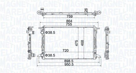 Радіатор охолодження двигуна magneti Marelli 350213208900 на Ауди A5 F5