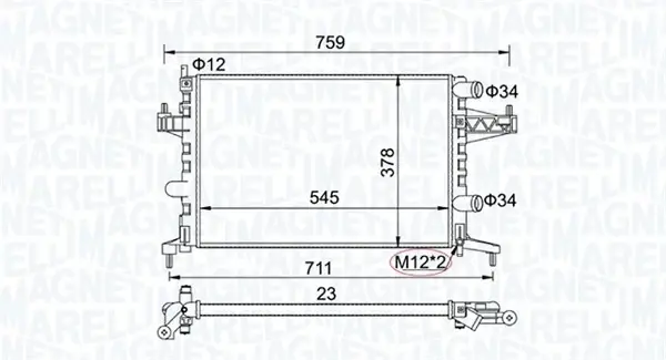 Радіатор охолодження двигуна Magneti Marelli 350213829000 (фото 1)