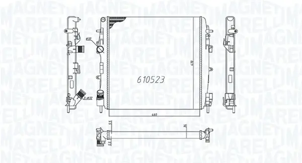 Радіатор охолодження двигуна Magneti Marelli 350213995000 (фото 1)