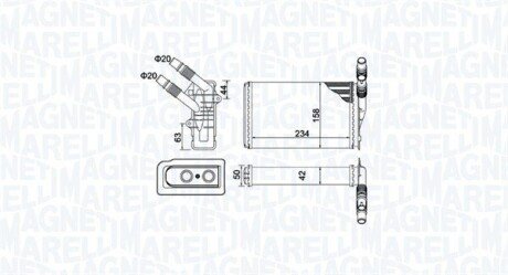 Радіатор пічки (опалювача) magneti Marelli 350218433000 на Рено Кенго 1