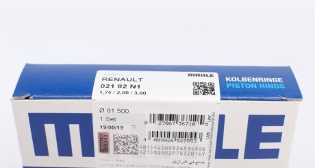 Поршневые кольца mahle knecht 02182N1