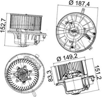 Моторчик (вентилятор) печки mahle AB149000P
