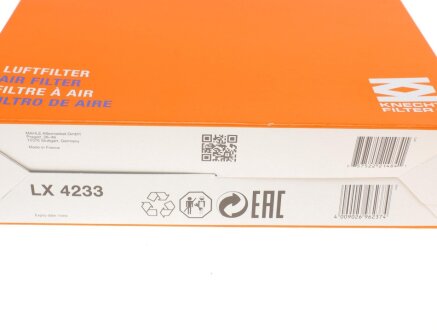 Воздушный фильтр двигателя mahle knecht LX4233