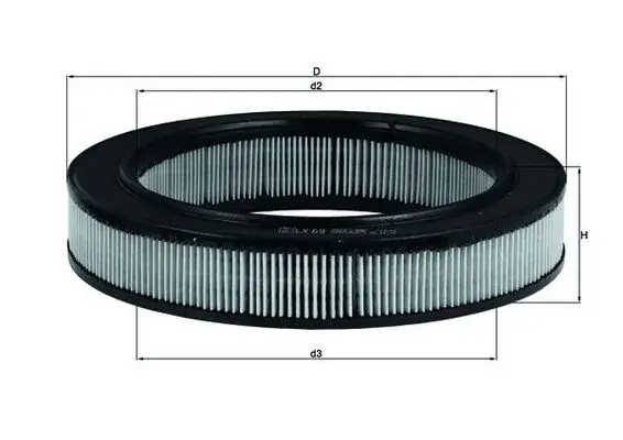 Повітряний фільтр Mahle knecht LX 69 (фото 1)