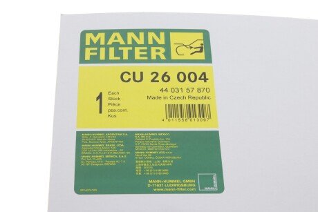 Фильтр салона mann CU26004