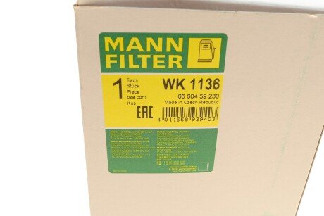 Паливний (топливный) фільтр mann WK1136