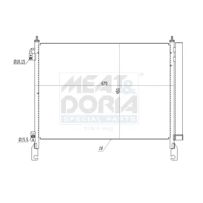MEAT&DORIA RENAULT Радіатор кондиціонера (конденсатор) з осушувачем KOLEOS I 2.0, 2.5 08- Meat & Doria 991153 (фото 1)
