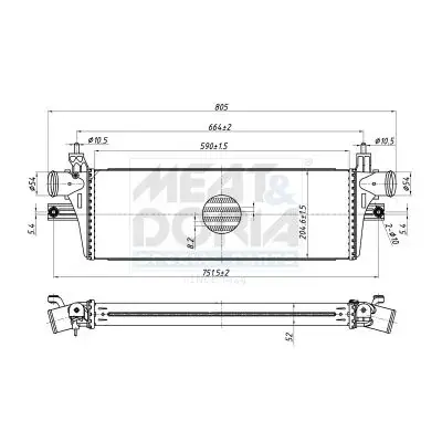 MEAT & DORIA TOYOTA Інтеркулер Fortuner,Hilux VIII 2.4/2.8d 15- Meat & Doria 995441 (фото 1)