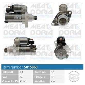 MEATDORIA AUDI Стартер A3 (8P1) 1.8 TFSI 06-12, SEAT, SKODA, VW meat & Doria 5015868