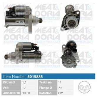 MEATDORIA AUDI Стартер A3 (8V1, 8VK) 1.8 TFSI 12-16, SEAT, SKODA, VW meat & Doria 5015885