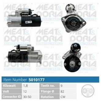 MEATDORIA AUDI Стартер A4 B6 (8E2) 1.9 TDI 00-04, VW PASSAT B5.5 (3B3) 1.9 TDI 00-05 meat & Doria 5010177 на Форд Maverick