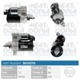 MEATDORIA AUDI Стартер A4 B8 (8K2) 1.8 TFSI 07-12, A5 (8T3) 2.0 TFSI 08-12 Meat & Doria 5010376
