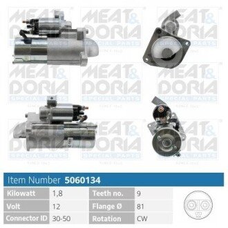 MEATDORIA CITROEN стартер Jumper 02-, FIAT DUCATO 2.3 JTD 01-06, PEUGEOT BOXER 2.8 HDi 00-01 meat & Doria 5060134