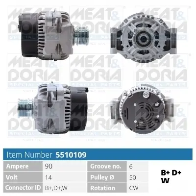 MEATDORIA DB Генератор Sprinter 00-,Vito 99- CDI 90A/h meat & doria 5510109