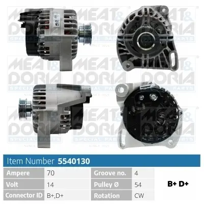 MEATDORIA FIAT Генератор 500 1.2 (312AXA1A) 07-, FORD, LANCIA, ALFA ROMEO meat & doria 5540130
