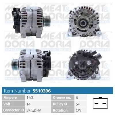MEATDORIA FIAT Генератор DUCATO 2.0 JTD 01-06, CITROEN, PEUGEOT, LANCIA meat & doria 5510396