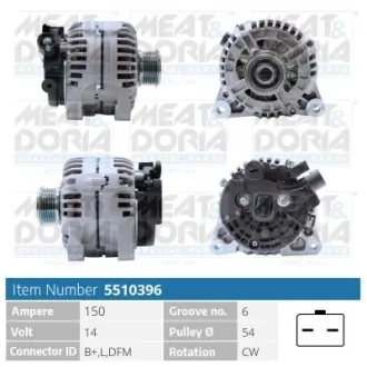 MEATDORIA FIAT Генератор DUCATO 2.0 JTD 01-06, CITROEN, PEUGEOT, LANCIA meat & doria 5510396 Ситроен С3 пикассо