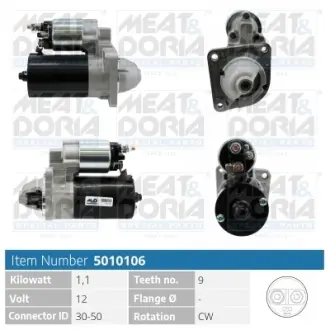 MEATDORIA FIAT Стартер DOBLO 1.6 16V (223AXD1A) 01-, LANCIA meat & doria 5010106 Фиат Брава
