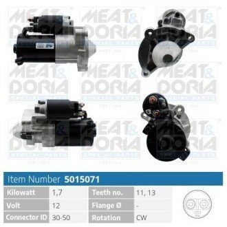 MEATDORIA FIAT Стартер SCUDO 1.9 D 98-06, CITROEN, PEUGEOT, HYUNDAI meat & Doria 5015071 на Мерседес Спринтер 906