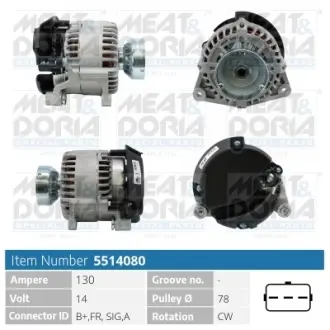 MEATDORIA FORD Генератор FOCUS I 1.8 DI / TDDi 99-04, TRANSIT CONNECT 1.8 Di 02-13 meat & doria 5514080