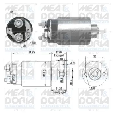 MEATDORIA FORD Магнітний перемикач стартера COUGAR 2.5 V6 24V 00-01, FOCUS I 1.8 TDCi 01-04, MAZDA TRIBUTE 2.0 4WD 00-08, JAGUAR X-TYPE I 2.2 D 05-09 Meat & Doria 46082 (фото 1)