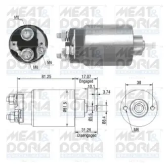 MEATDORIA FORD Магнітний перемикач стартера COUGAR 2.5 V6 24V 00-01, FOCUS I 1.8 TDCi 01-04, MAZDA TRIBUTE 2.0 4WD 00-08, JAGUAR X-TYPE I 2.2 D 05-09 Meat & Doria 46082