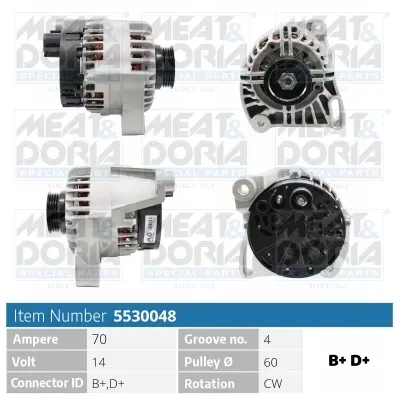MEATDORIA Генератор 14V 65A Doblo,Punto,Palio,Citroen Jumpy meat & doria 5530048