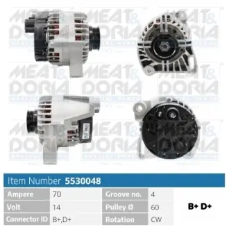 MEATDORIA Генератор 14V 65A Doblo,Punto,Palio,Citroen Jumpy Meat & Doria 5530048