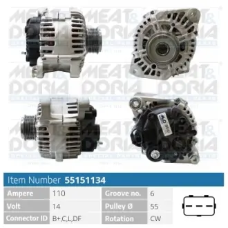 MEATDORIA HYUNDAI Генератор SONATA V (NF) 2.0 VVTi GLS 05-10, KIA SORENTO I (JC) 2.4 02-09 meat & doria 55151134