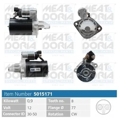 MEATDORIA HYUNDAI Стартер ELANTRA IV (HD) 1.6 CRDi 05-11, KIA CEED SW (ED) 1.6 07-12 Meat & Doria 5015171 (фото 1)