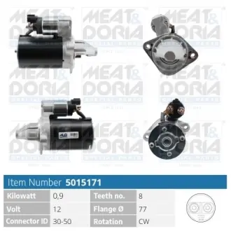 MEATDORIA HYUNDAI Стартер ELANTRA IV (HD) 1.6 CRDi 05-11, KIA CEED SW (ED) 1.6 07-12 Meat & Doria 5015171