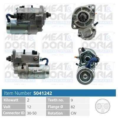 MEATDORIA HYUNDAI Стартер SANTA FE I (SM) 2.0 CRDi 4x4 01-06, KIA CARENS II (FJ) 2.0 CRDi 02-06 meat & doria 5041242