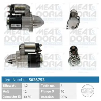 MEATDORIA JEEP Стартер COMPASS 2.0, 2.4 06-, PATRIOT, DODGE, CHRYSLER meat & doria 5035753