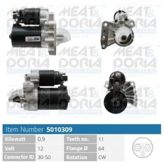 MEATDORIA MINI Стартер MINI (R56) One 06-10, PEUGEOT 207 SW (WK_) 1.6 16V 07-13 Meat & Doria 5010309