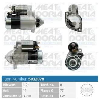 MEATDORIA MITSUBISHI Стартер GALANT VIII (EA_) 2.4 GDI 00-04, OUTLANDER I (CU_W) 2.0 4WD 03-06 Meat & Doria 5032078