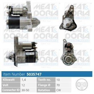 MEATDORIA NISSAN Стартер JUKE 1.6 10-19, NOTE 1.6 06-12, RENAULT, DACIA meat & Doria 5035747 на Smart Cabrio