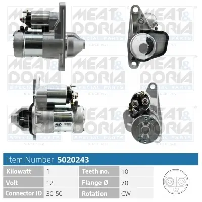 MEATDORIA NISSAN Стартер X-TRAIL II (T31) 2.0 4x4 07-13, RENAULT LAGUNA III (BT0/1) 2.0 16V Hi-Flex (BT1H, BT1G, BT1K) 07-15 Meat & Doria 5020243 (фото 1)