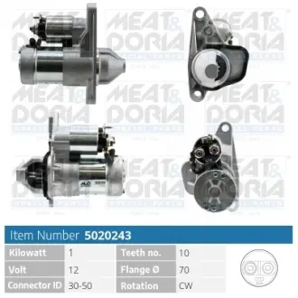 MEATDORIA NISSAN Стартер X-TRAIL II (T31) 2.0 4x4 07-13, RENAULT LAGUNA III (BT0/1) 2.0 16V Hi-Flex (BT1H, BT1G, BT1K) 07-15 meat & doria 5020243