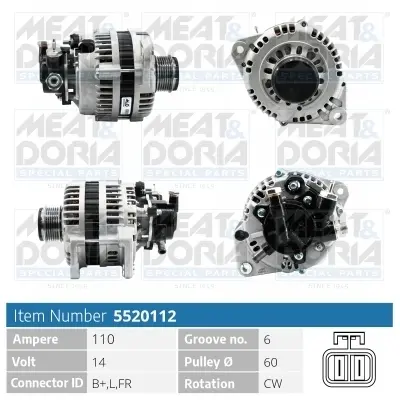 MEATDORIA OPEL Генератор ASTRA H (A04) 1.7 CDTI (L48) 04-10 meat & doria 5520112
