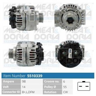 MEATDORIA RENAULT Генератор CLIO II 1.4 16V 99-04, DACIA meat&Doria 5510339