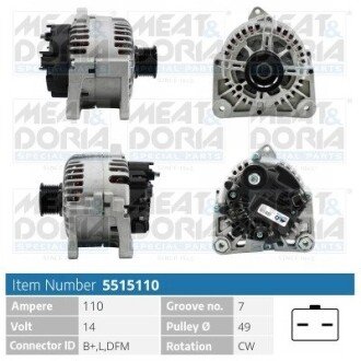 MEATDORIA RENAULT Генератор LAGUNA II (BG0/1_) 1.9 dCi (BG05) 04-05 meat & Doria 5515110