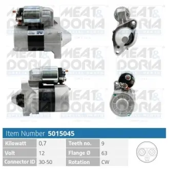 MEATDORIA RENAULT стартер 12V CLIO III, KANGOO, MODUS 1.2/1.4 97-, NISSAN KUBISTAR 1.2 meat & doria 5015045