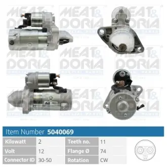 MEATDORIA TOYOTA Стартер AURIS 2.0 D-4D 06-12, AVENSIS 2.2 D-4D 08-18, RAV 4 III (_A3_) 2.2 D 4WD 08-13, LEXUS Meat & Doria 5040069