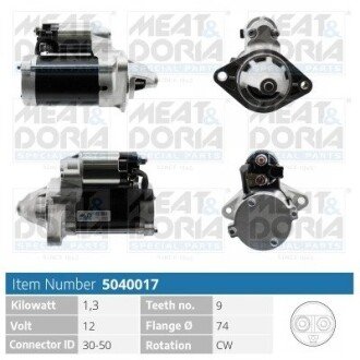 MEATDORIA TOYOTA Стартер AVENSIS Liftback 1.8 VVT-i 00-03 meat & Doria 5040017