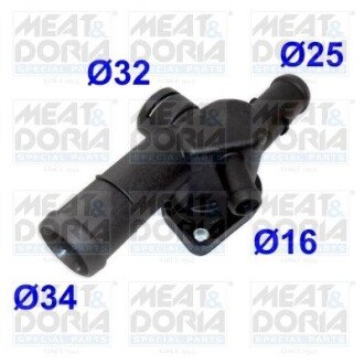 MEATDORIA VW Фланець охолоджувальної рідини GOLF V 1.6 04-08, JETTA III 1.6/2.0 04-10, A3 (8P1) 1.6 03-12 meat & Doria 93241 на Фольксваген Джетта 6