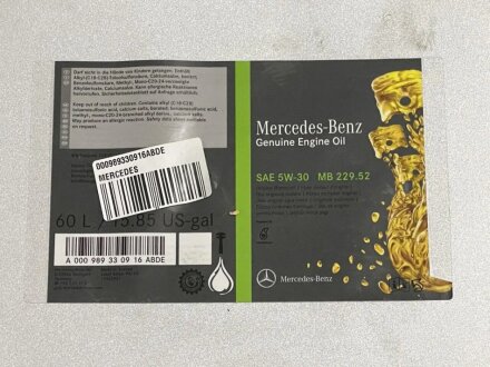 Олива моторна 5W-30 MB 229.52 (60 Liter) mercedes 000989330916ABDE