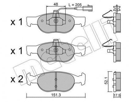 Комплект гальмівних колодок (дискових) metelli 22-0079-0