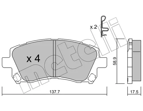 Комплект гальмівних колодок (дискових) metelli 22-0296-0